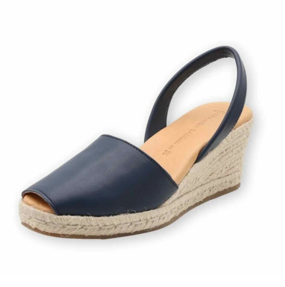Spanish Sandal CO. Navy blue espadrille wedge sandals